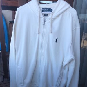 Polo By Ralph Lauren White Full-Zip Hoodie